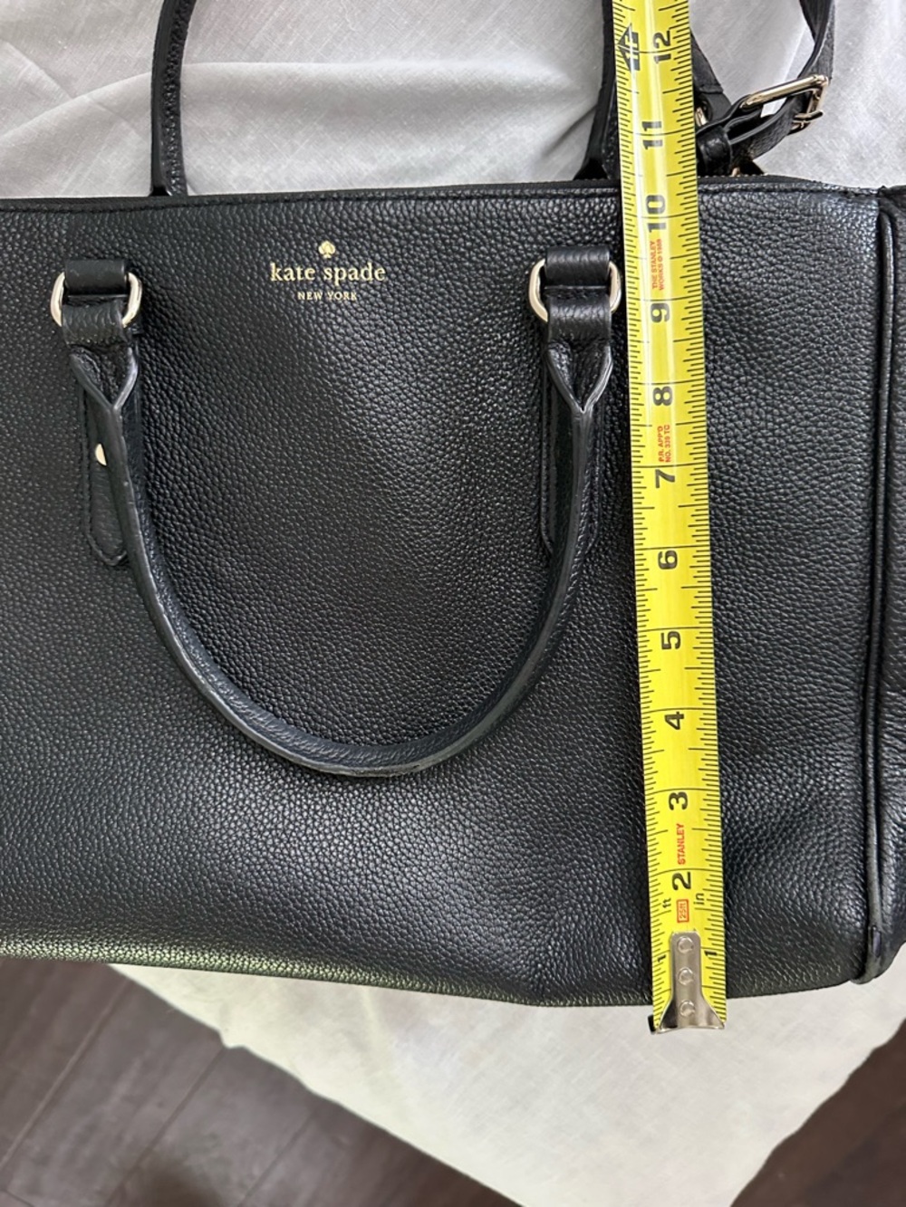 Kate Spade Black Pebbled Leather Satchel Shoulder Bag Top Handle Crossbody Tote - Picture 16 of 16